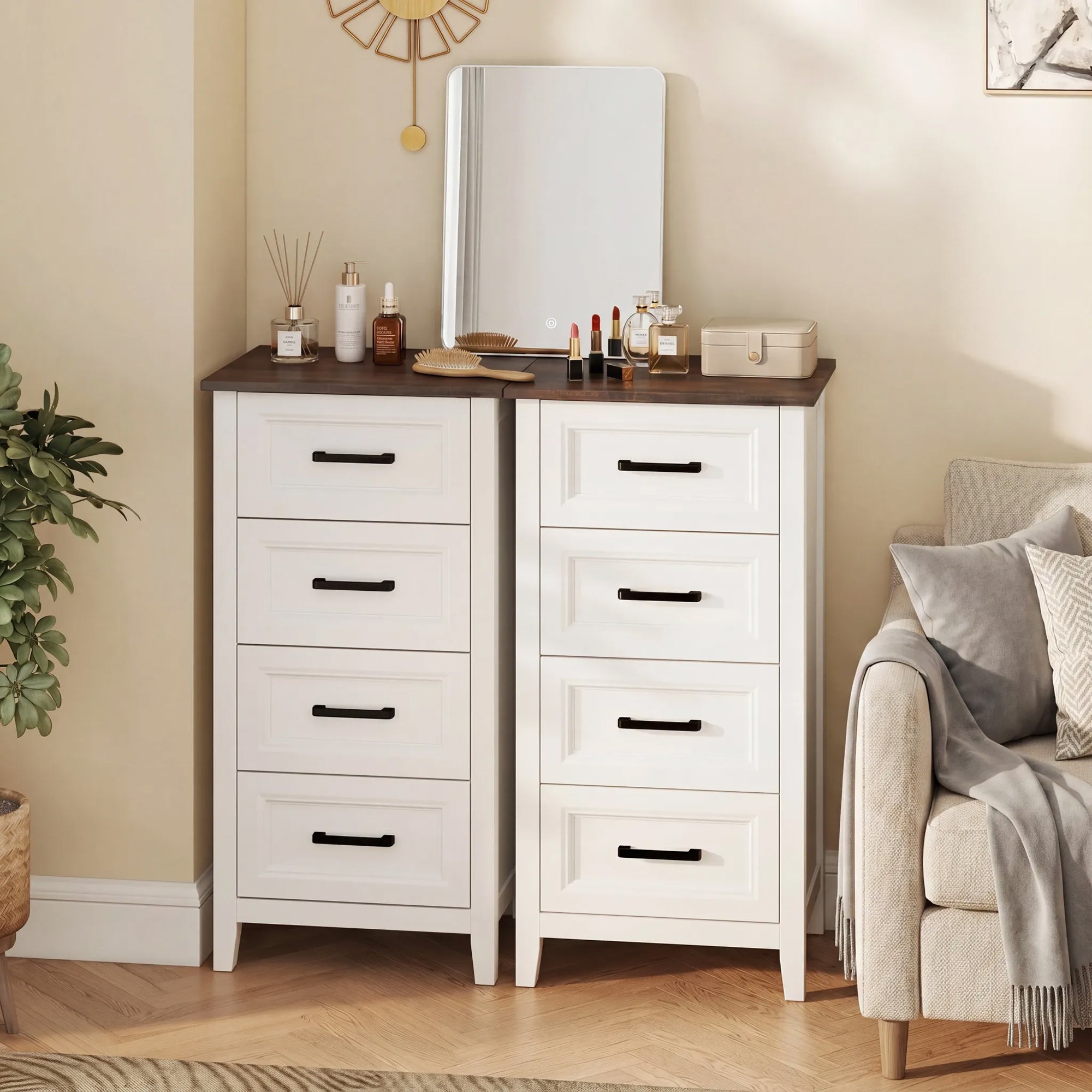 HOMCOM Chest of Drawers with 4 Drawers, Tall Unit for Bedroom and Living Room