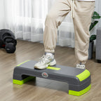 Aerobic Step Fitness Adjustable to 3 Heights 10-15-20 cm in Plastic, Green and Grey