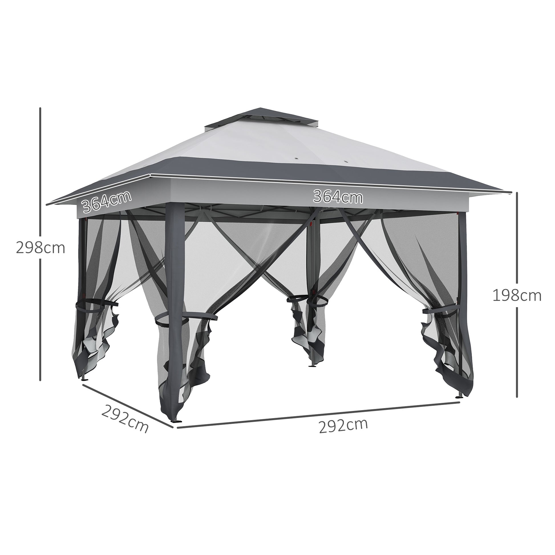 Foldable Pop-up Party Tent Instant Canopy Sun Shade Gazebo Shelter Steel Frame Oxford w/ Roller Bag, Grey - Borgè