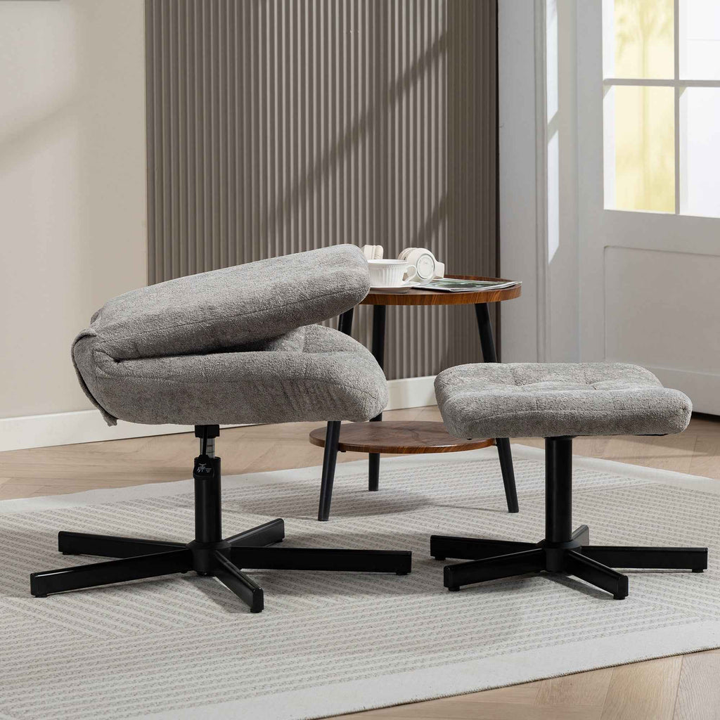 HOMCOM 4-Level Velvet Recliner Chair with Independent Footrest, 66x80x93-104 cm, Grey