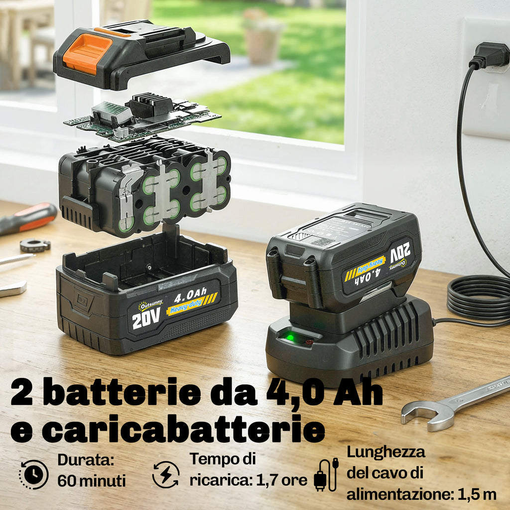 Outsunny Battery-Powered Brush Cutter with Two 4.0Ah Batteries, Charger, and Adjustable Pole