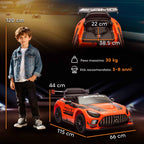 AIYAPLAY Electric Car for Children 3-8 Years Mercedes-AMG 12V with Remote Control, LED Lights, Transport Wheels, Orange