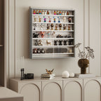 HOMCOM 5-Tier Adjustable Wooden Notice Board with Glass Doors, 80 x 9.5 x 83 cm, White and Grey