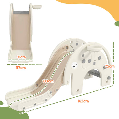 AIYAPLAY 3 in 1 Indoor Children's Slide with Basket and Elephant Design, Ages 1-3 Years, Cream White