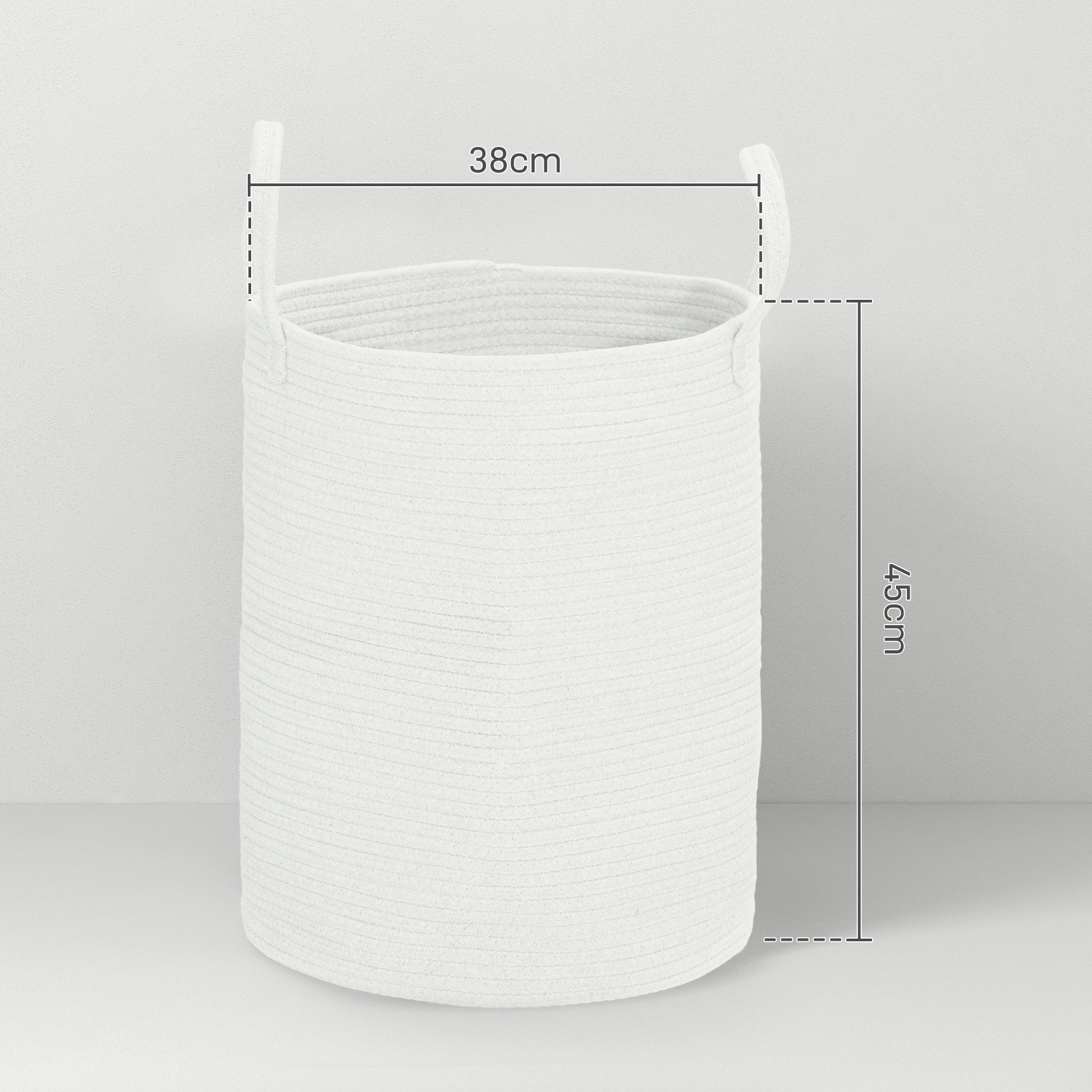 Portable and Foldable 36L Laundry Basket with Natural Cotton Handles, Ø38x45 cm, Cream