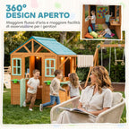 Children's Garden Playhouse with Window, Snack Bar, Half Door, Plant Stand, Target Cloth, 4 Balls, Blackboard