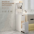 HOMCOM Space-Saving Bathroom Column with 2 Drawers and Open Shelves, 20x45x115 cm, White