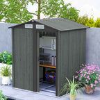Outsunny Steel Garden Shed with Sloped Roof and 4 Air Vents, 152x132x188 cm, Grey