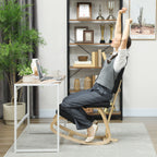 Rocking Kneeling Chair in Linen-Effect Fabric and Birch Wood, 51x84x93 cm, Black