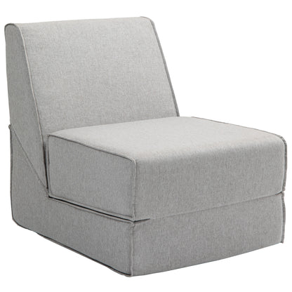 Modern Floor Armchair Convertible in Fabric Chaise Longue, Light Grey