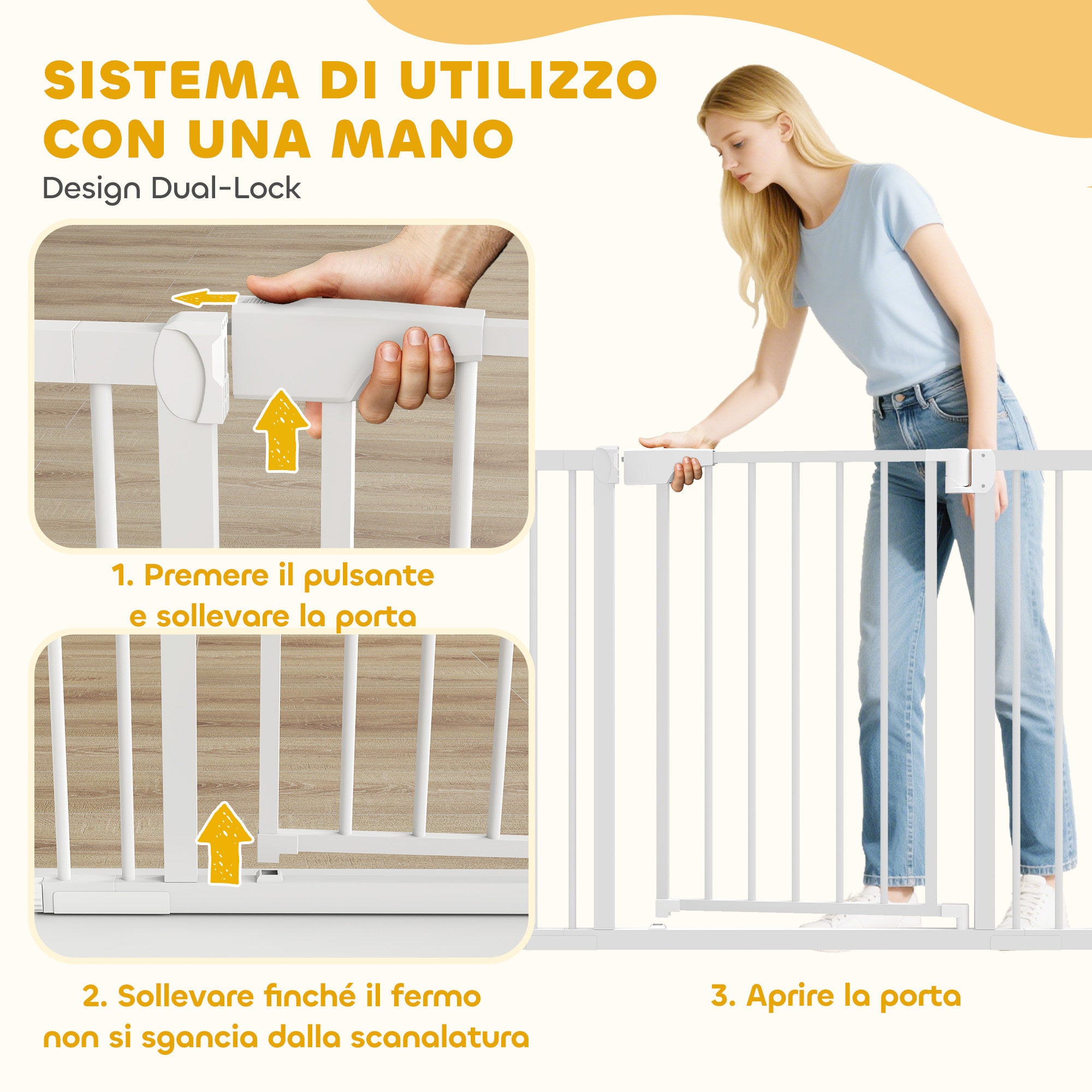 PawHut Baby and Pet Safety Gate, Self-Closing and Pressure Fit, 76-103x76 cm, White