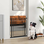 Extendable and Adjustable Dog Gate for Stairs and Doors, Made of Steel and ABS, 75-85x76 cm, Black