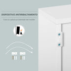 2-Drawer, 2-Door Cabinet, Push-Open, 2-Drawer, 2-Door Storage Unit for Home and Office, 79x36x74cm, Light Grey and White