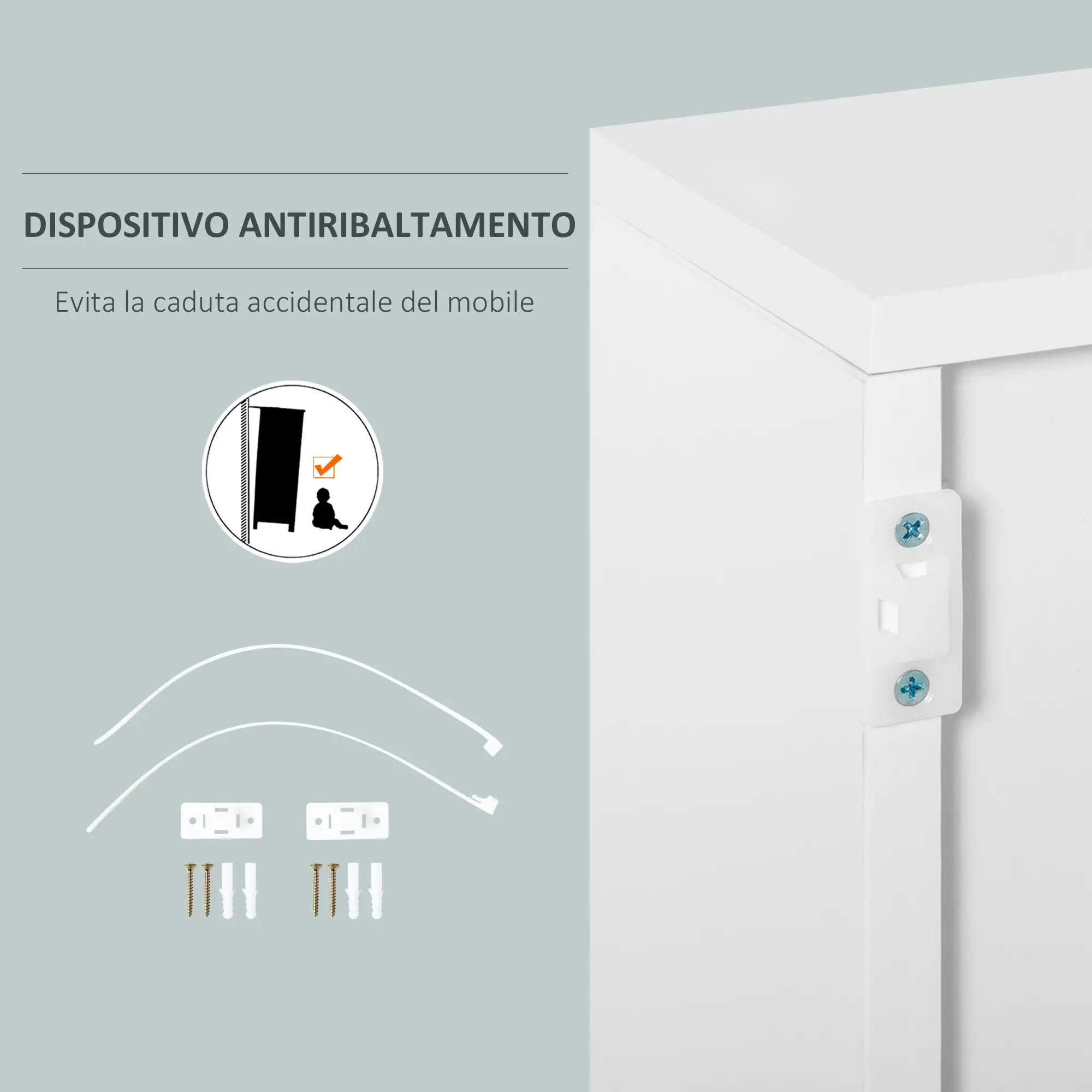 2-Drawer, 2-Door Cabinet, Push-Open, 2-Drawer, 2-Door Storage Unit for Home and Office, 79x36x74cm, Light Grey and White