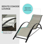 Outsunny Set of 2 Sun Loungers and Coffee Table with Glass Top, 59x169x66 cm, Grey