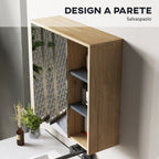 Bathroom Mirror Cabinet with 2 Doors, 60x20x60 cm Bathroom Cabinet with Mirror, Open Compartment, Natural