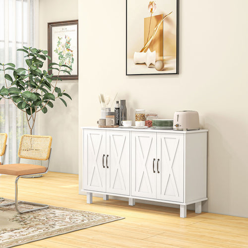 Homcom Multipurpose mobile in 4 -level mdf with 2 adjustable shelves and 5 legs, 120x37x75 cm, white - Borgè