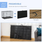 Pet Cage Foldable Steel Double Opening Dog and Cat Carrier, 121x77x82cm, Black - Borge' Group Limited