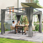Outsunny Garden Pergola with Retractable Roof and Awnings, Metal and Polyester, 300x300x227 cm, Light Grey