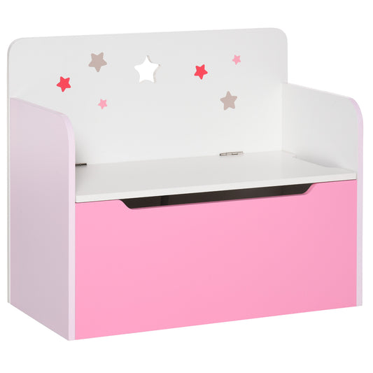 HOMCOM Storage Bench with Wooden Backrest for Children from 3-6 Years, 60x30x50 cm, Pink