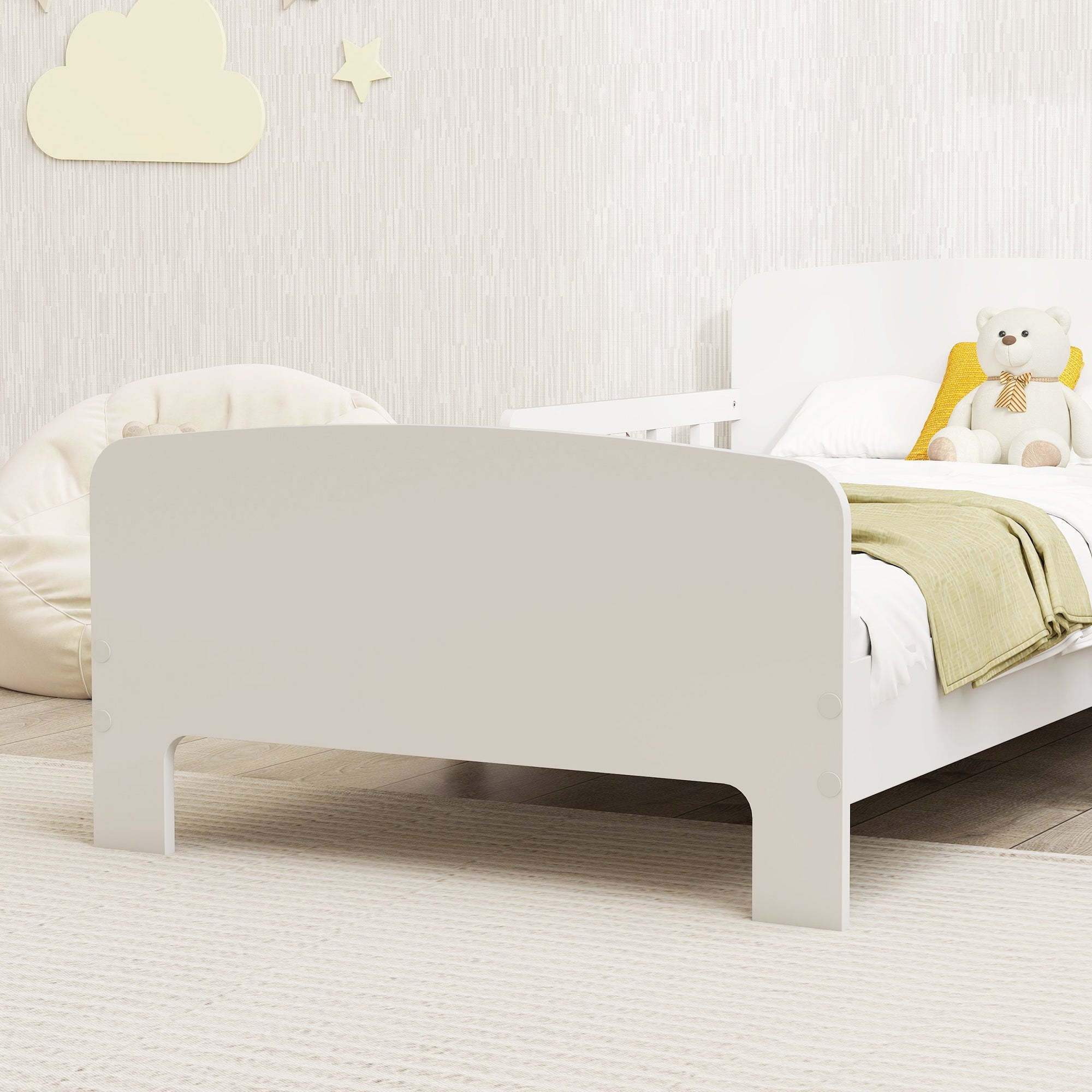 AIYAPLAY Children's bed with safety rail and slatted base, 3-8 years, 70x140 cm, white