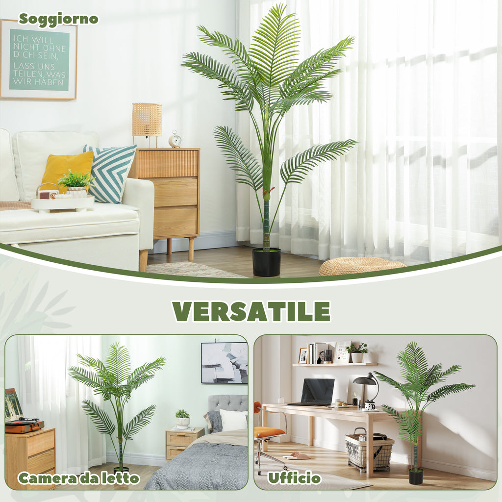 150cm Tall Indoor Artificial Areca Palm Plant with Pot, Home and Office Decoration, Green
