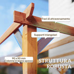 3x3 m Fir Wood Garden Pergola with Triangular Supports and 5 Beams, Wood Color