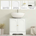 HOMCOM 2-Door Bathroom Vanity Unit with 3-Tier Adjustable Shelf, Wooden, 60x30x65 cm, White