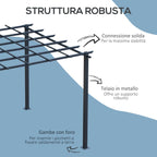 Gazebo Garden Pergola 3x3m Decorable with Black Metal Climbing Plants - Borge' Group Limited