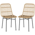 HOMCOM Set of 2 Boho Style Kitchen and Living Room Chairs in PE Rattan and Steel, 45x57x83 cm, Yellow - Borgè
