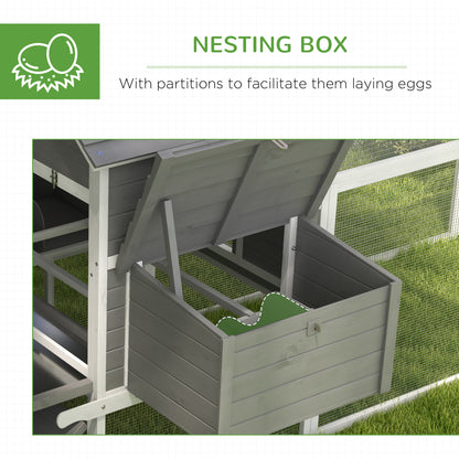 Pawhut Garden Chicken coop with chickens, ramp and open area, 310.5x149.5x149cm, gray - Borgè