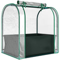Outsunny Mini Greenhouse with Grow Bag and Roll-Up Door, 68x50x70 cm, Dark Green