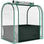 Outsunny Mini Greenhouse with Grow Bag and Roll-Up Door, 68x50x70 cm, Dark Green