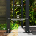 Pergola with Velcro Fasteners, in Metal and Polyester, 238x238x235/194 cm, Dark Grey
