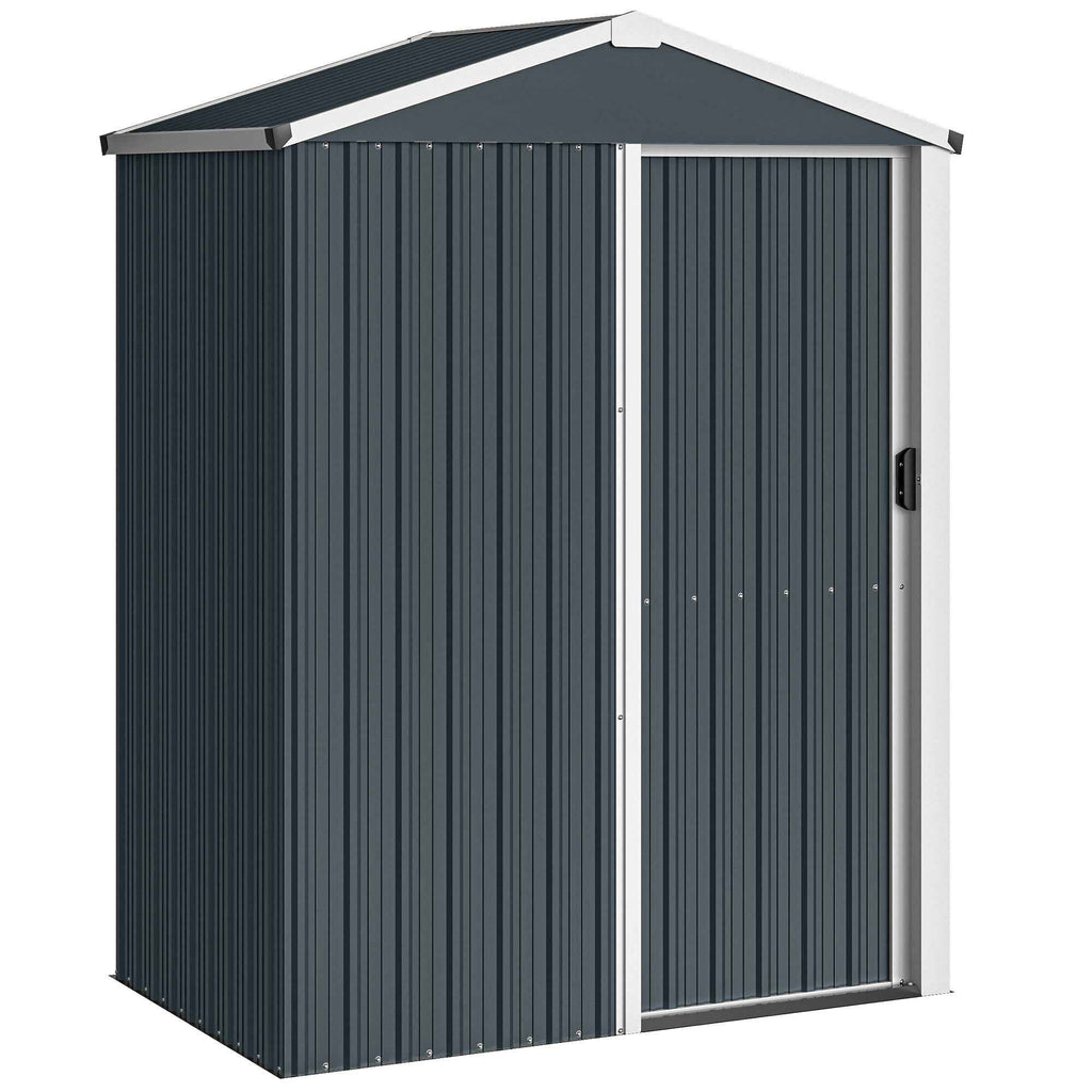 Outsunny Steel Garden Shed with Sliding Door, Grey