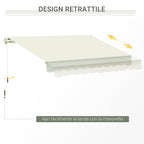 Outsunny 3x2.5m Aluminum and Polyester Crank Roller Awning, White