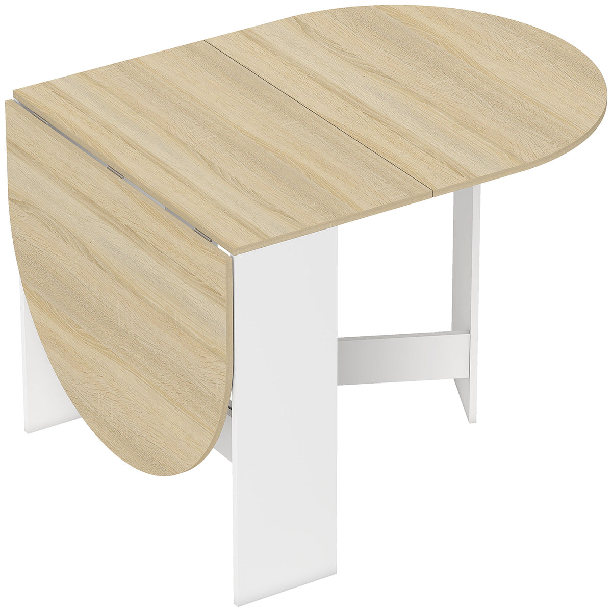 HOMCOM Folding Table for 6 People with 2 Oval Wooden Drop-Leafs, 163x80x75 cm, Wood Color
