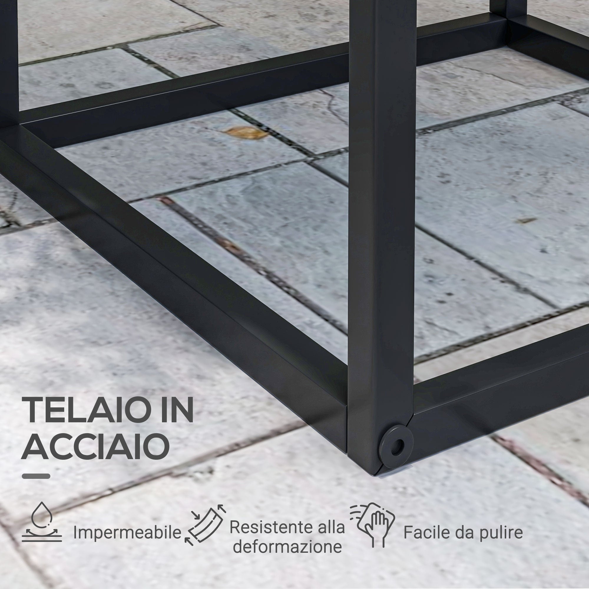Plant Stand Table Set of 2 in Steel for Indoor and Outdoor Use, 25x25x58.5 cm and 31x31x65 cm, Black