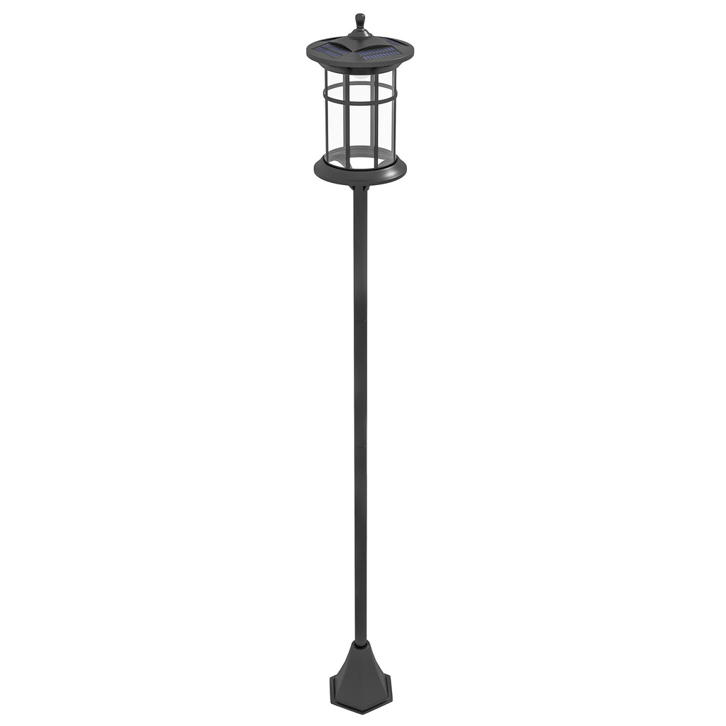 Outsunny Solar Garden Lamp 184cm High with Cold White LED Light and IP44, Black - Borgè
