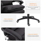 Height Adjustable Office Chair with 6 Massage Points, in Linen Effect Fabric, 70x62x120-130 cm, Black