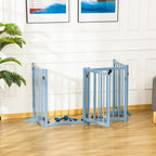 Folding Dog Gate for Small/Medium Dogs with 4 Wooden Panels and Door, 237.5 x 36 x 80 cm, Grey