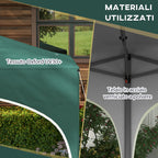 Gazebo, Adjustable Height Garden Gazebo with Drainage Holes and Carry Bag, Metal, Green - Borgè