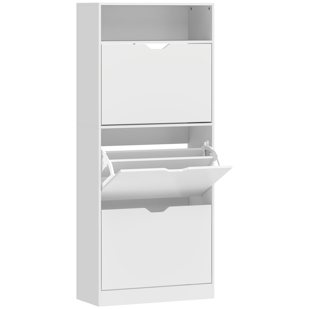 Shoe Rack with 3 Flap Drawers and Adjustable Shelves, for Hallway or Entryway