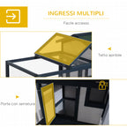 Outdoor Rabbit Hutch in Fir Wood with House and Exercise Area, 151x78x84.5 cm, Green and White