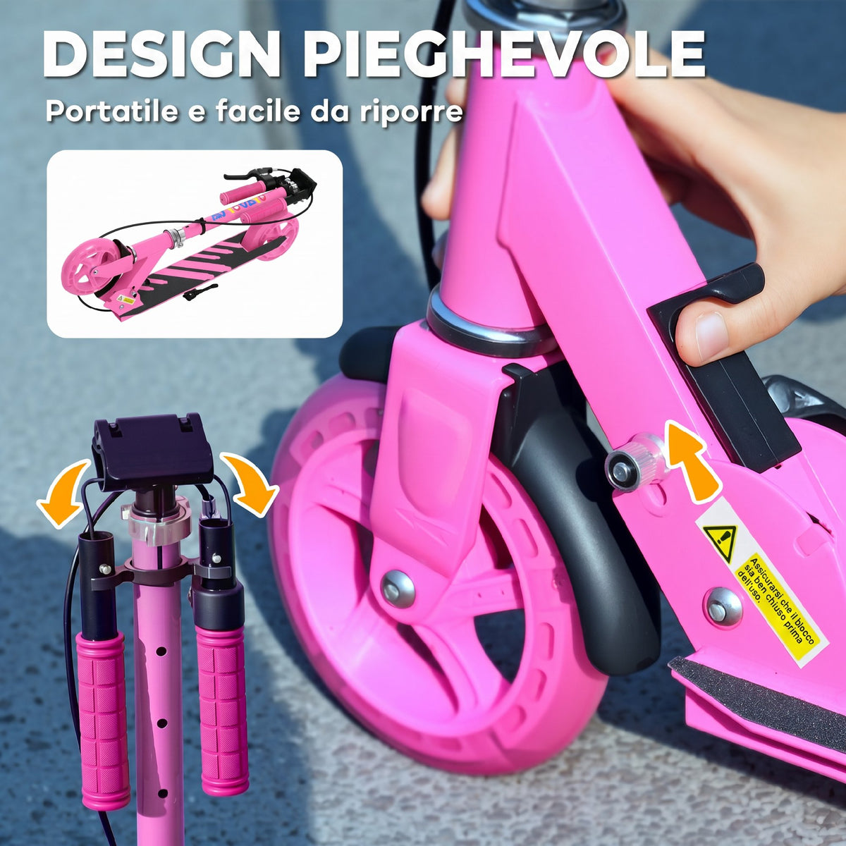 AIYAPLAY Scooter for Kids Ages 3-8 with Light-Up Wheels, Adjustable Handle and Rear Brake, Pink