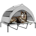 Dog Bed with Removable 3-Sided Cover, Polyester and Steel, 122x92x94 cm, Light Grey and Black