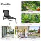 Outsunny Aluminum and Texteline Sun Lounger | Adjustable Backrest, Black and Gray, 2 Wheels | 169 x 65 x 102 cm