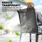 Outsunny 7-Piece Outdoor Set with 2-Section Garden Table and 6 Stackable Texteline Chairs, Grey