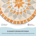 Outsunny Round Outdoor Coffee Table with Mosaic Ceramic Top, Metal, Ø35.5x53.5 cm, Multicolored