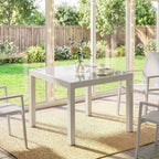 Outsunny Extendable Outdoor Aluminum Table, Tempered Glass Top, Cream White.